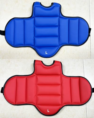 Reversible Karate Sparring Chest Guard, Taekwondo Boxing MMA Martial Arts Muay Thai Kickboxing Training Body Protector - color: Red/Blue, size: Large