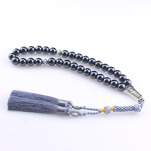 Muslims Islamic Dhikr 33 Tasbeeh Tasbih Prayer Beads, Hematite Beads with Tassel