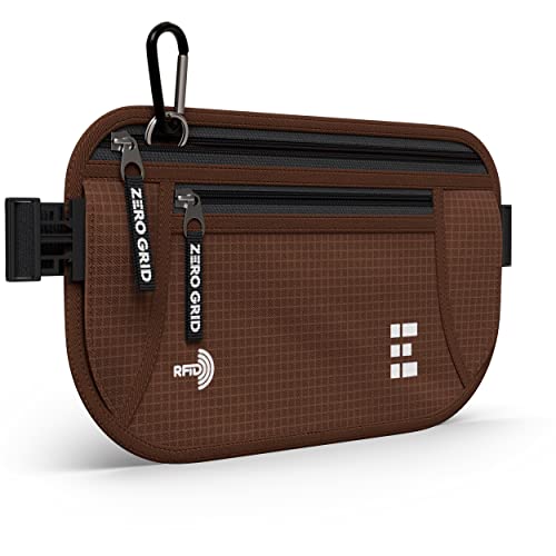 Money Belt for Secure Travel - RFID Blocking Slim Passport Holder - Hidden Waist Pouch for Cash, Credit Cards, Documents - Concealable Under Clothes, Water-Resistant Slim Fanny Pack for Men and Women - color: Brown
