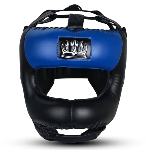 Full Face Boxing Headgear Boxing Sparring Men Women, a Complete Package for MMA and Kickboxing Trainees, Muay Thai Boxing Safety Head Guard - color: Blue