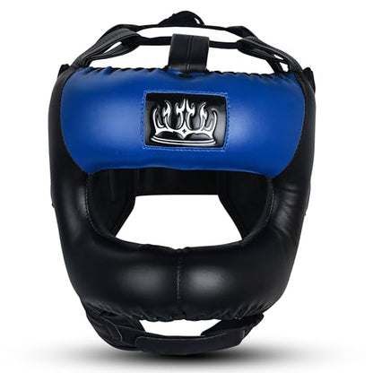 Full Face Boxing Headgear Boxing Sparring Men Women, a Complete Package for MMA and Kickboxing Trainees, Muay Thai Boxing Safety Head Guard - color: Blue