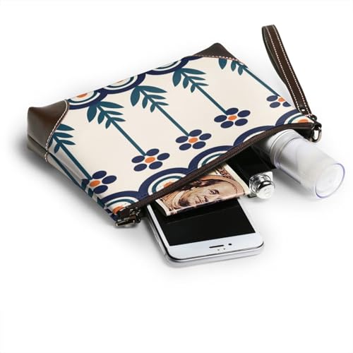 Leather Clutch Purse for Women, Large Capacity Wristlet Wallet with Removable Strap, Zip Handbag - color: Polish Blue