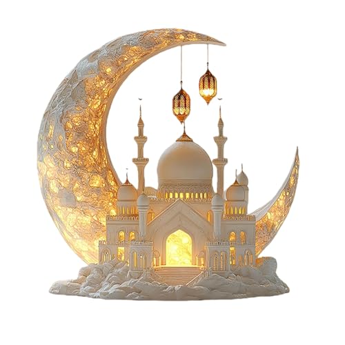 Mosque Moon Lantern, Ramadan Eid Mubarak Ornaments, 2D Crescent and Lantern Acrylic Tabletop Ornament, Ramadan Festival (#1) - color: #1