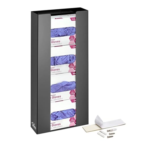 AdirMed VivaEssentials Quad Glove Box Holder, Wall Mount or Free Standing Black Acrylic Glove Holder - color: Black, style: Four Box Capacity