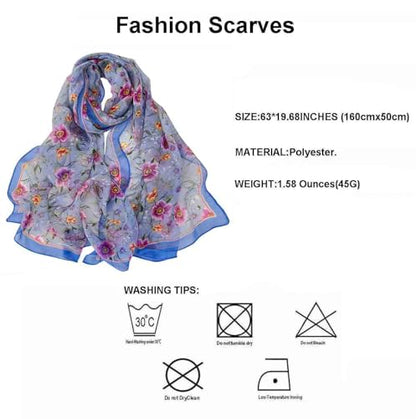 Pokeedioty Scarfs for Women Lightweight Fashion Scarves Elegant Floral Pattern Sheer Scarfs Sunscreen Shawls Wraps - color: P 073