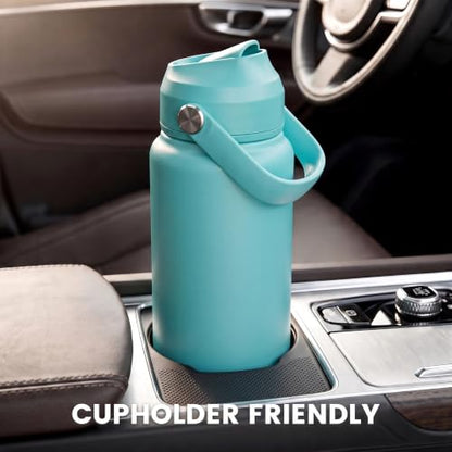 Fijinhom 18oz Insulated Stainless Steel Water Bottle, Wide Mouth Double Wall Vacuum, Silicone Straw, Sweat & Leak Proof, BPA Free Insulated Water Flask for Travel, Keep Cold 24h Hot 12h, Sky - color: sky, size: 18 Ounces