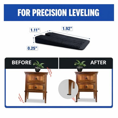 Wobble Wedge Rigid Heavy Duty Leveling Plastic Shims, Black, 10-Pack | Made in USA Rigid Shims with Tough, Durable, Interlocking Non-slip Grip Design; Multipurpose Leveling for Varied Projects - size: 10