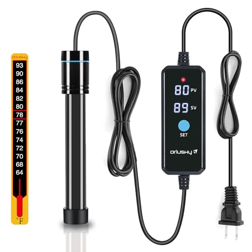 Orlushy Submersible Aquarium Heater, Fish Tank Heater with Free Thermometer for Freshwater and Saltwater Tank - size: R100