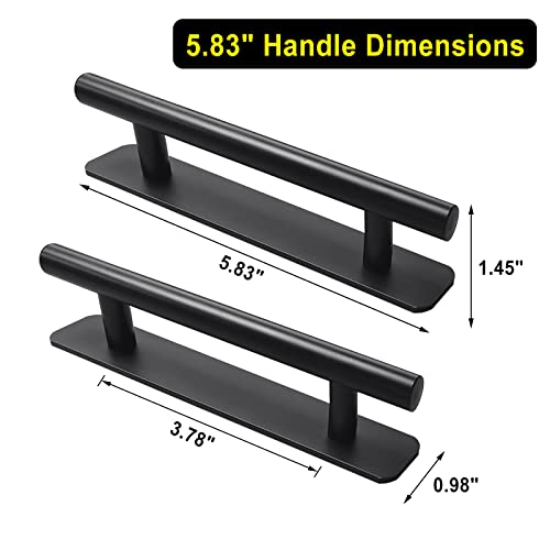 Self Adhesive Cabinet Handles Pulls - 2 Pack Aluminium Alloy Drawer Push Pull Handles Helper with Adhesive | No Drilling | Stick On Handle for Kitchen Cabinet Drawer Window Sliding Closet (5.83") - color: New Black, size: Small (5.83")
