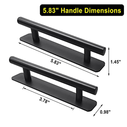 Self Adhesive Cabinet Handles Pulls - 2 Pack Aluminium Alloy Drawer Push Pull Handles Helper with Adhesive | No Drilling | Stick On Handle for Kitchen Cabinet Drawer Window Sliding Closet (5.83") - color: New Black, size: Small (5.83")