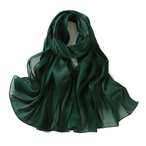 Premium Hijab Head Scarf for Women Lightweight Shimmer Hijab Head Wrap Scarves Crepe Satin Scarf Shawl Wrap - color: Dark Green