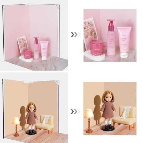 Photo Backdrop Board for Product Photography, 16.5 x 11.7 inch | 10 Double-Sided Backdrops, 20 colors and textures for beauty, jewelry, candles, handmade goods and small product photography - color: light