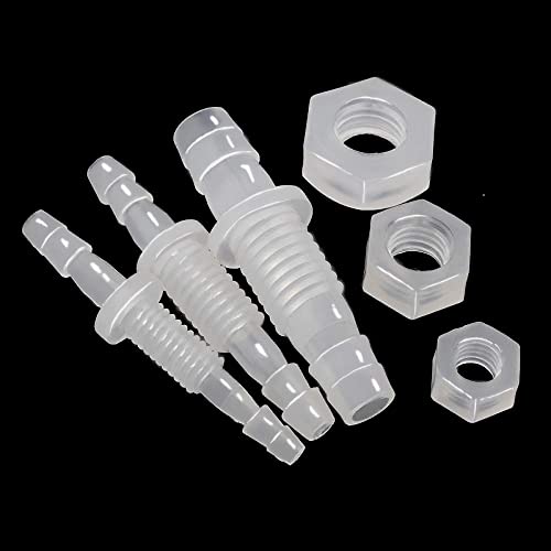 1/2" Hose barb Thru-Bulk Bulkhead Fittings, Union Adapter Plastic Fittings with Stainless Steel Washers for Aquarium Water/Fuel/Air,Pack of 6 - size: 1/2 Inch, style: 6