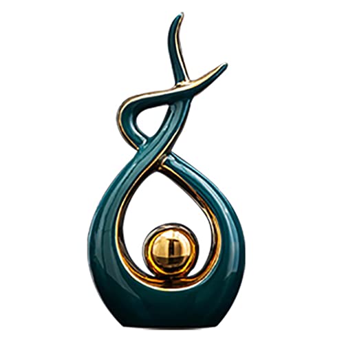 Norrclp Home Decor Modern Abstract Art Ceramic Statue Table Decorations for Dining Room Living Room Office Centerpiece - color: Green and Gold, size: Large