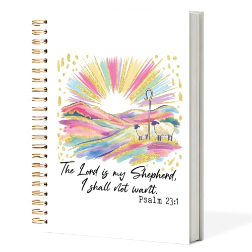 The Lord Is My Shepherd Christian Spiral Notebook 5.5x8.3in, Prayer Journal for Women, Religious Scripture Bible Pastel Hardcover Journal Notebook for Church Study Work Office - color: The Lord Is My Shepherd