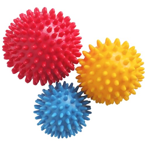 Spiky Massage Balls- 3PCS (Firm, Medium and Soft) Muscle Massager Ball for Feet, Back, Neck, Muscles, Hands Massager Roller for Plantar Fasciitis, Foot Arch Trainer, Exercise, Physical Therapy - color: 3color