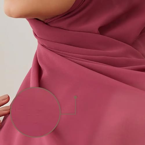 Modest Small Luxury Chiffon Hijab | Premium Lightweight, Flowy and Textured Chiffon Wrap Head Scarf for Women - color: Chateau Rose
