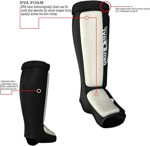 Twister Muay Thai Boxing Kickboxing Karate Shin Guard Taekwondo MMA | Elastic Cotton Cloth Shin & Instep Padded Guards | Shin in Steps Shin Guards Pair - color: BLUE/WHITE, size: X-Small