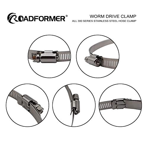 4 inch Hose Clamp Full Stainless Steel: 90mm - 114mm,10 Pack | 4 Hose Clamp Worm Gear SAE 64 Size, 1/2" Band Width Hose Clamps: smoothly install and precisely fit hose & pipe size - size: 4" Hose Clamp 90mm - 114mm (3.54" - 4.5")