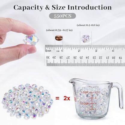 DomeStar 550PCS Bright Clear Vase Fillers, Small Acrylic Fake Ice Rocks Gems Crystals Diamonds Table Centerpiece Fish Tank Table Scatter Photography Props Display (0.4 * 0.6) - color: Bright Clear