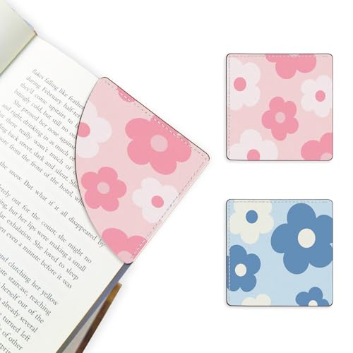 2 Pack Flower Leather Book Corner Bookmark, Durable Handmade Reading Accessories - Gifts for Readers, Women, Men, Teachers, Students 6 - color: 2pack-flower 6