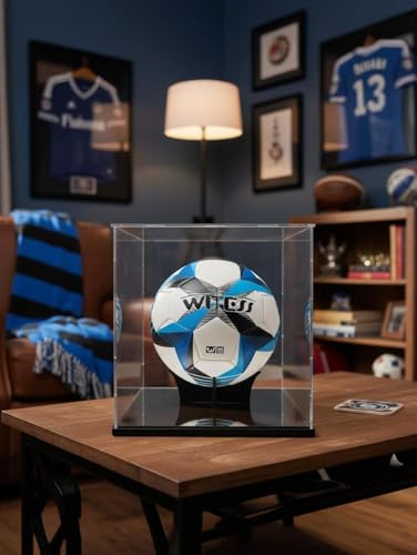 Soccer Ball Display Case Full Size,Acrylic Display Case for Soccer Ball Collectibles,Clear Storage for Soccer Ball Volleyball Collectible Sports Memorabilia Case (10x10x10.2inch) - size: Soccer Ball Display Case