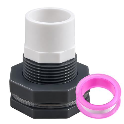 1 Inch PVC Bulkhead Fitting Water Tank Connector Adapter Fitting with Male Thread Coupling, Thru-Bulk Pipe Fitting for Rain Barrels Aquariums Ponds Industrial Plumbing - size: Pack of 1