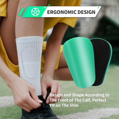 Extra Mini Soccer Shin Guards for Toddler, Kids, Youth & Adults | Ultra Lightweight Insert Small Shin Pads, Boys Girls Men Women, Shock-Absorbing Protection, 3.7×2.4 In, Training & Matches - color: Aqua