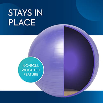 Bouncyband Balance Ball – Create Flexible Seating to Improve Focus at School, Office, or Home with This No-Roll Weighted Ball - color: Purple, size: Large (Pack of 1)