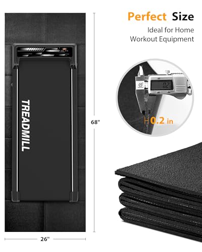 Foldable Rubber Treadmill Mat - Exercise Bike Mat with Waterproof Non-Slip Shock Absorption, Exercise Equipment Mat to Protect Floor for Home Gym Workout - size: 68"L x 26.8"W x 0.2"Th