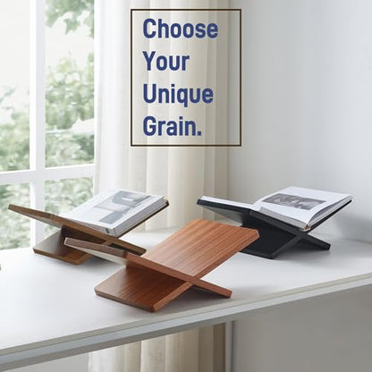 Solid Wooden Book Stand for Desktop Display & Reading –15.7" x 9.4" x 5.7” Extra Large Wood Open Book Holder for Cookbook, Bible, Recipe, Textbook, Magazine (N. American Black Walnut) - color: N. American Black Walnut