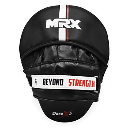 MRX Gel Tech Boxing Hook & Jab Pads MMA Focus Punching Mitts Training Thai Kick Strike Shield Curved Black/White - color: New Black/White