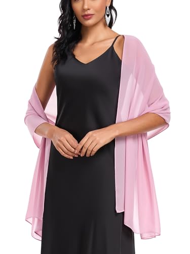 Shawls and Wraps Soft Chiffon Scarve Scarf For Evening Party Dresses Wedding Stole - color: Baby Pink