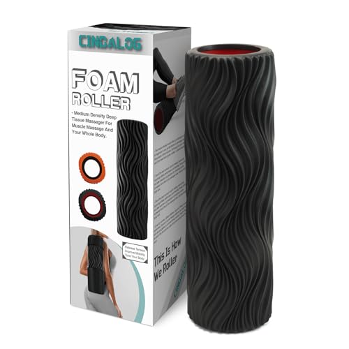 Foam Roller, 15" High Density Foam Back Roller, Wave Textured Massage Roller for Deep Muscle Massage Pilates Yoga,Fitness Exercise Roller for Whole Body Release(Black)