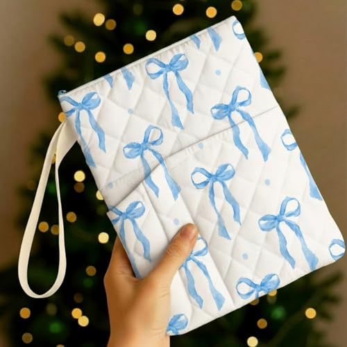 Gilprop Bible Book Sleeve 11" x 9" Blue Bow Quilted Zippered - style: Blue Bow