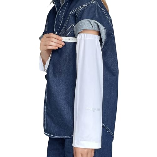 UPF 50+ Sun Protection Arm Sleeves Elastic band Adjustable Cuff Loose Fit Non-Sticky Airflow Friendly Outdoor - color: White, size: Small