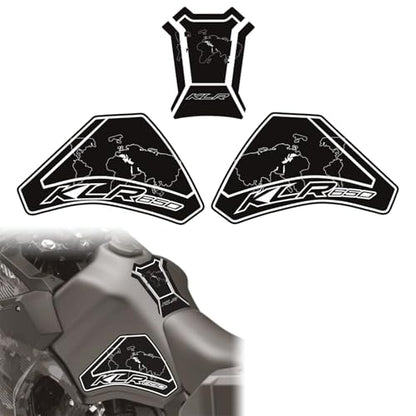 KLR650 Tank PAD Front Side Tank Pad Fuel Stickers Compatible with Klr650 2022-2025 3D Gel Tank Fuel Gip Decal KLR650 Sticker Pad(Black) - color: 1441-1 Black