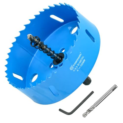 4 Inch Hole Saw with Arbor for Metal and Wood Cutting, Bi-Metal Hole Cutter, 4" Hole Saw Kit for Drywall, Wood, PVC Boards, Fiberglass and Vent Pipes - style: 4"（102mm）