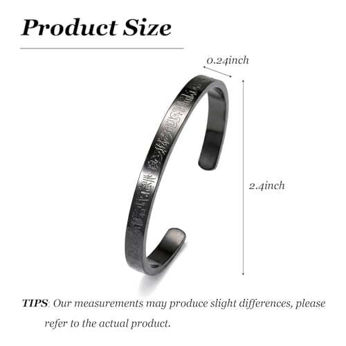 YANCHUN Ayatul Kursi Bracelet Islamic Arabic Jewelry Gifts Arabic Cuff Bracelet Gifts for Women Men Islamic Jewelry Gifts for Him - color: A2:black bangles Bracelets
