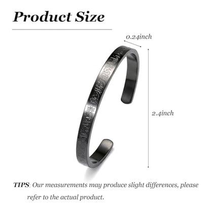YANCHUN Ayatul Kursi Bracelet Islamic Arabic Jewelry Gifts Arabic Cuff Bracelet Gifts for Women Men Islamic Jewelry Gifts for Him - color: A2:black bangles Bracelets