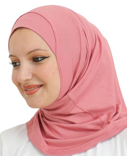 Prien Sport Instant Hijab For Women, Muslim Cotton Turban, Soft Head Scarf, Ready To Wear Hijabs Prayer Clothes, Islamic Wear - color: Dusty Rose