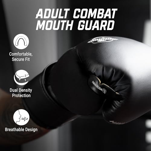 Hayabusa Combat Sports Mouth Guard Youth, Kids and Adult Sizes Comes with Case - Black/Gold, Adult - color: Black/Gold, size: Adult
