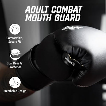 Hayabusa Combat Sports Mouth Guard Youth, Kids and Adult Sizes Comes with Case - Black/Gold, Adult - color: Black/Gold, size: Adult