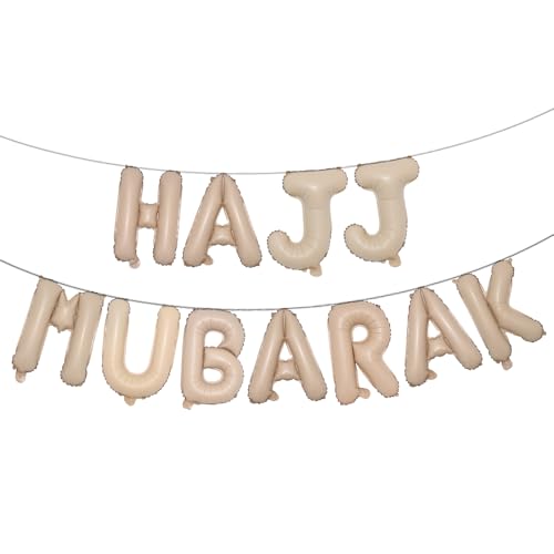 HAJJ MUBARAK Party Balloon for Festival Gathering Decorations Eid Mubarak Party Supplies Decorations (HAJJ MUBARAK Caramel) - color: Hajj Mubarak Caramel