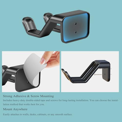 4-Pack Controller Holder Wall Mount, Headset Holder Stand for Xbox Series X/S, PS5, PS4, PC Gaming Stuff Accessories with Stable 3M Adhesive, Strong Adhesive by Screws(Black) - color: Black (4 Pack)