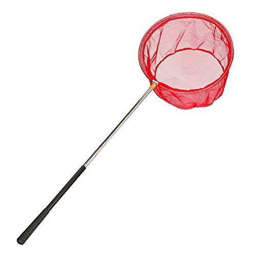RESTCLOUD Bait Net and Fishing Landing Net with Telescoping Pole Handle Extends to 59 inches - color: Red