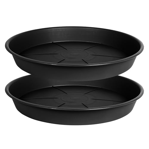 OVZILKI 2 Pack of Plant Saucer 10 inch, Black Plastic Flower Plant Pot Saucer, Heavy Duty Plant Drip Trays Saucers for Indoor, Plant Water Tray for Planters - color: Black, size: 10" - 2 Pack