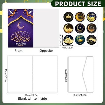 Qpout 12 Pack Eid Mubarak Greeting Cards with Envelopes & Stickers Perfect for Ramadan Decorations and Muslim Celebrations