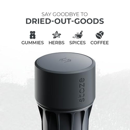 Staze Air Tight Smell Proof Container (148ml) – Vacuum Seal Jar with UV Protection, Waterproof Food Storage Canister, Portable Small Smell Proof Jar for Coffee, Herb, Spice & Gummies - Slate - color: SLATE