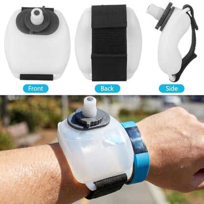 Toddmomy 7oz Wrist Water Bottle, Leak-Proof Silicone Wearable Running Flask for Hands-Free Hydration, Adjustable Soft Strap for Marathon, Jogging, Hiking, Cycling
